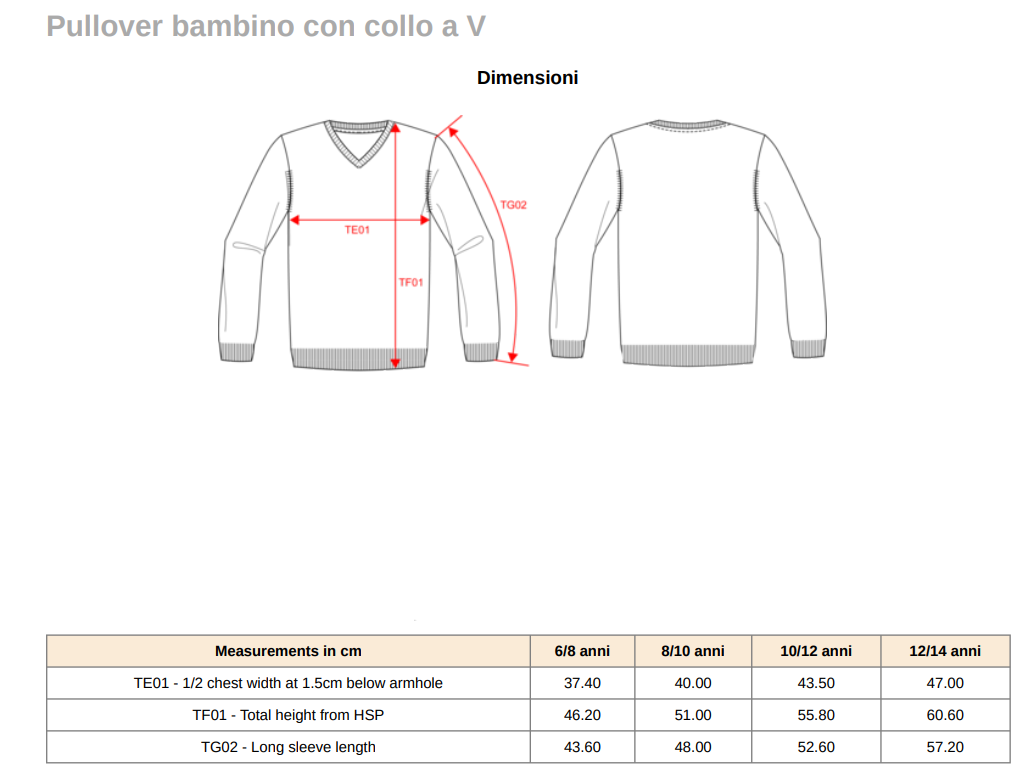 COD. 18 - Pullover collo a V Bambino
