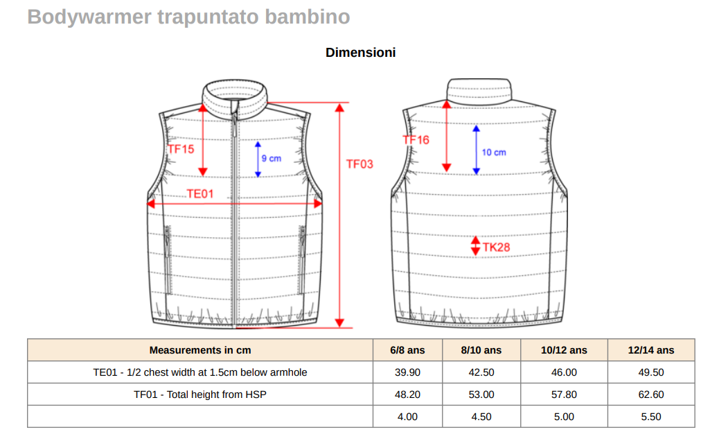 COD. 19 - Gilet Imbottito Bambino